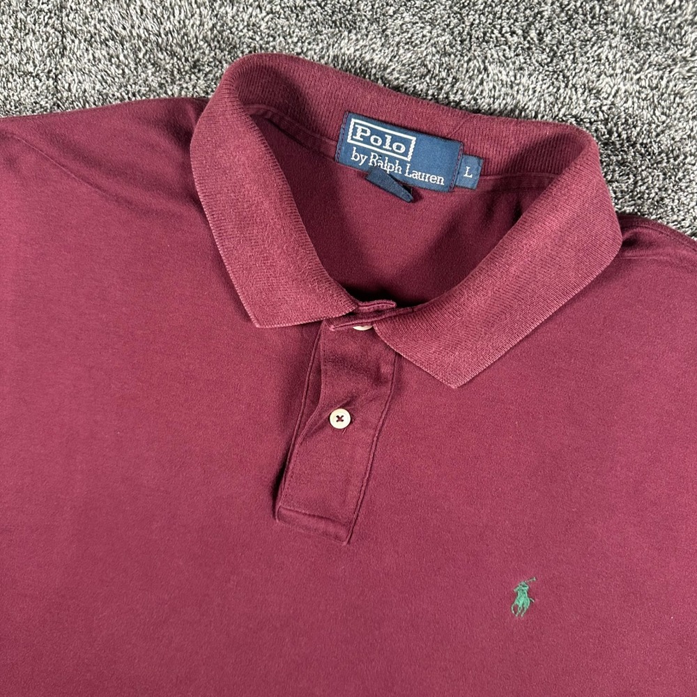 Polo Ralph Lauren Polo Shirt Mens L Burgundy Short Sleeve Embroidered Logo